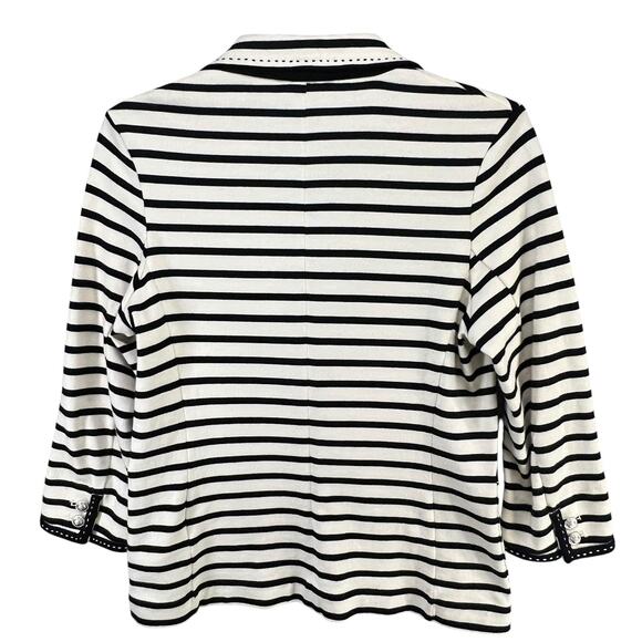 AVV Standard Michel Clan Blazer US S 38 Black Striped Knit Jacket Career Luxury - Picture 5 of 13